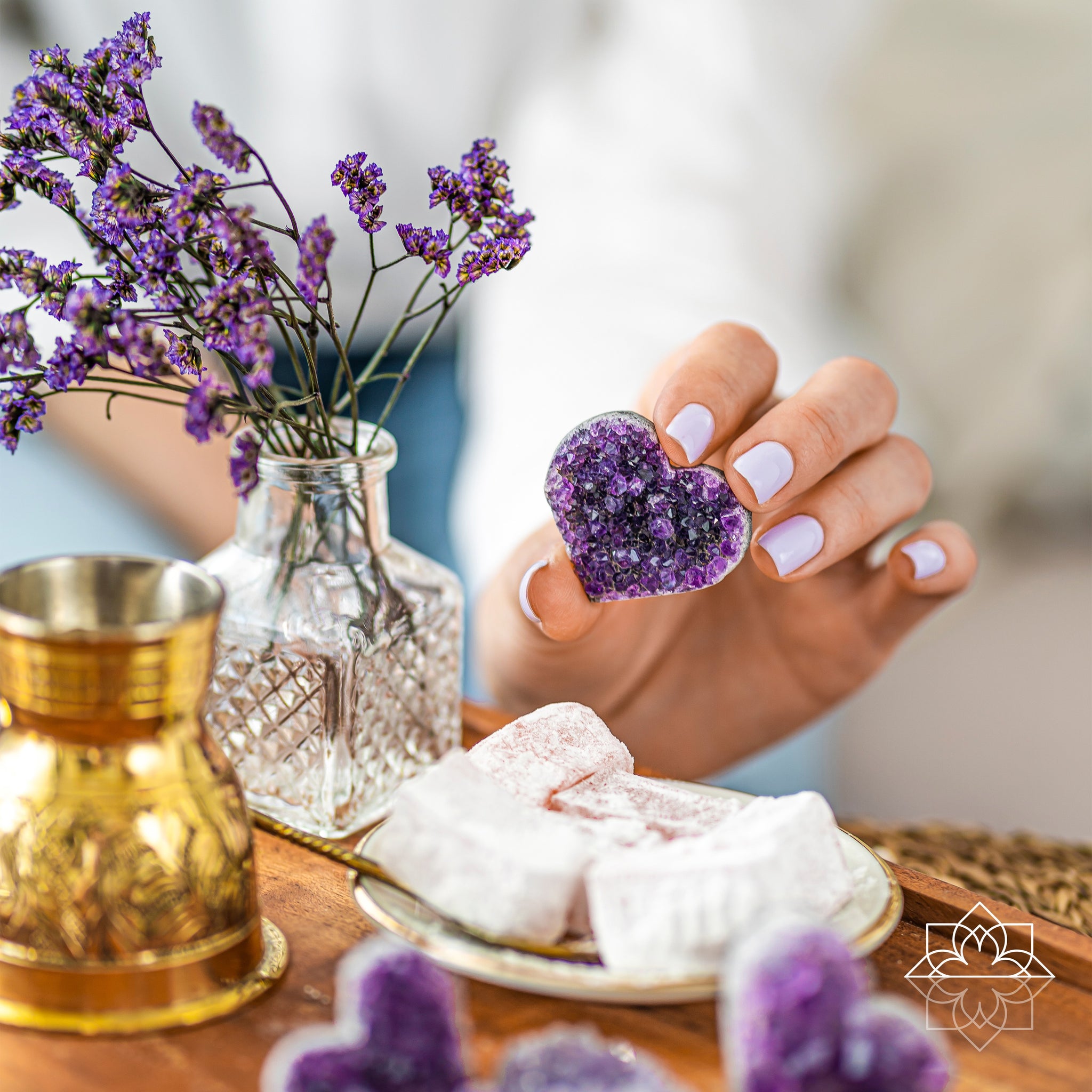 Géode d'Améthyste Amour Cœur